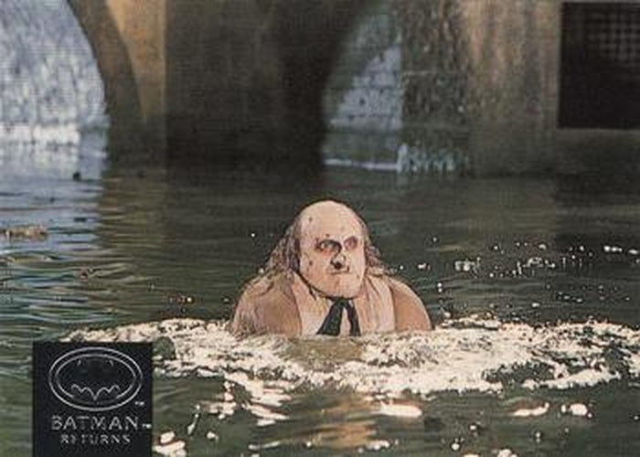 #48 Director Tim Burton prepares Danny DeVito Th - 1992 Stadium Club Batman Returns