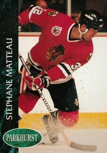 #268 Stephane Matteau - Chicago Blackhawks - 1992-93 Parkhurst Hockey