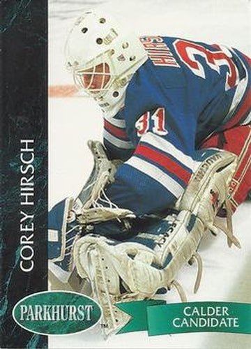 #344 Corey Hirsch - New York Rangers - 1992-93 Parkhurst Hockey