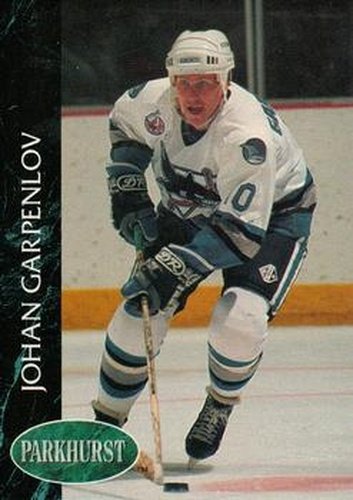 #397 Johan Garpenlov - San Jose Sharks - 1992-93 Parkhurst Hockey