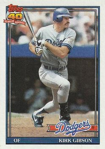 #490 Kirk Gibson - Los Angeles Dodgers - 1991 Topps Baseball