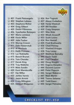#490 Checklist 401-490 - 1993-94 Upper Deck Hockey