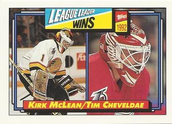 #225 Tim Cheveldae / Kirk McLean - Detroit Red Wings / Vancouver Canucks - 1992-93 Topps Hockey