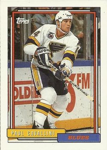 #233 Paul Cavallini - St. Louis Blues - 1992-93 Topps Hockey