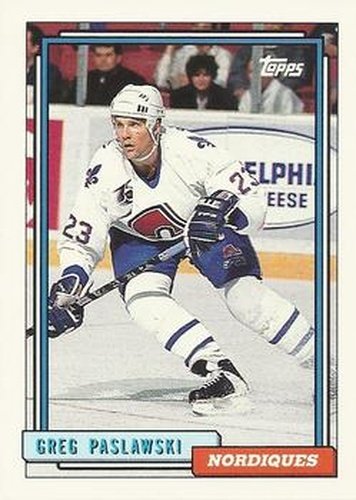 #33 Greg Paslawski - Quebec Nordiques - 1992-93 Topps Hockey