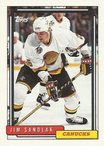#41 Jim Sandlak - Vancouver Canucks - 1992-93 Topps Hockey