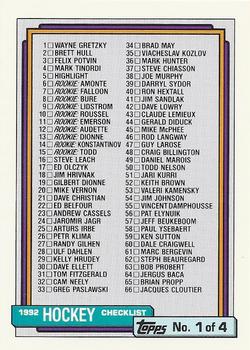 #525 Checklist: 1-132 - 1992-93 Topps Hockey
