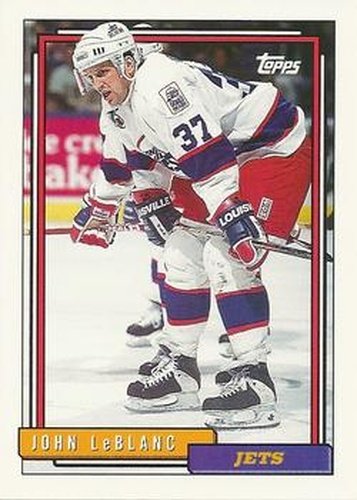 #88 John LeBlanc - Winnipeg Jets - 1992-93 Topps Hockey