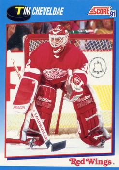 #492 Tim Cheveldae - Detroit Red Wings - 1991-92 Score Canadian Bilingual Hockey