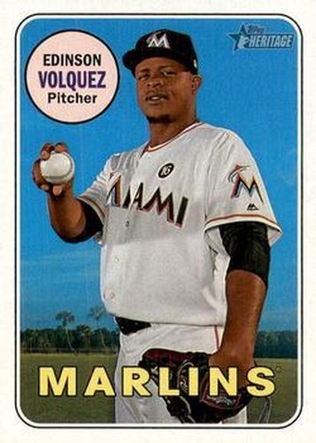 #492 Edinson Volquez - Miami Marlins - 2018 Topps Heritage Baseball