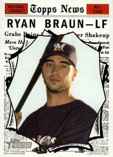 #492 Ryan Braun - Milwaukee Brewers - 2010 Topps Heritage Baseball