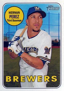 #493 Hernan Perez - Milwaukee Brewers - 2018 Topps Heritage Baseball