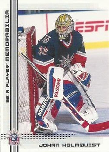 #493 Johan Holmqvist - New York Rangers - 2000-01 Be a Player Memorabilia Hockey