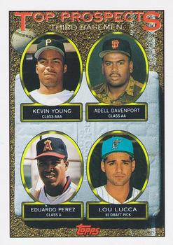 #494 Kevin Young / Adell Davenport / Eduardo Perez / Lou Lucca - Pittsburgh Pirates / San Francisco Giants / California Angels / Florida Marlins - 1993 Topps Baseball