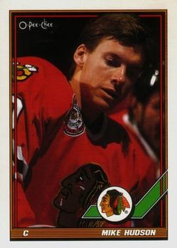 #495 Mike Hudson - Chicago Blackhawks - 1991-92 O-Pee-Chee Hockey