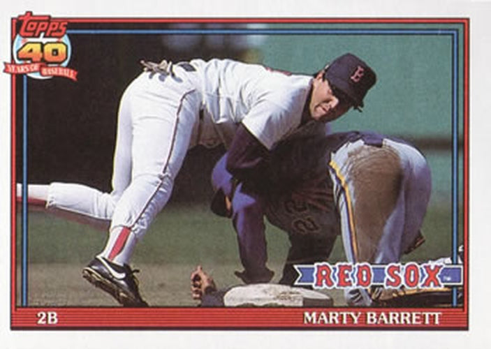 #496 Marty Barrett - Boston Red Sox - 1991 Topps Baseball