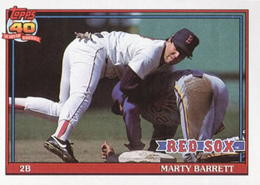 #496 Marty Barrett - Boston Red Sox - 1991 Topps Baseball