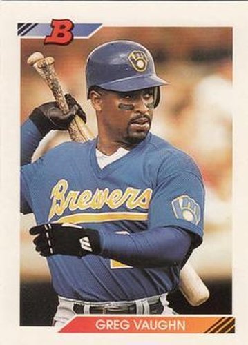 #496 Greg Vaughn - Milwaukee Brewers - 1992 Bowman Baseball