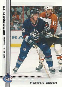 #496 Henrik Sedin - Vancouver Canucks - 2000-01 Be a Player Memorabilia Hockey
