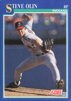 #496 Steve Olin - Cleveland Indians - 1991 Score Baseball