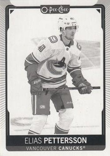 #496b Elias Pettersson - Black & White - Vancouver Canucks - 2021-22 O-Pee-Chee Hockey