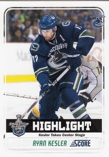 #497 Ryan Kesler - Vancouver Canucks - 2011-12 Score Hockey