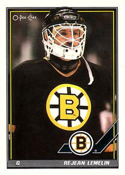 #497 Rejean Lemelin - Boston Bruins - 1991-92 O-Pee-Chee Hockey