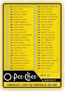 #497 Checklist: 101-200 - 2012-13 O-Pee-Chee Hockey