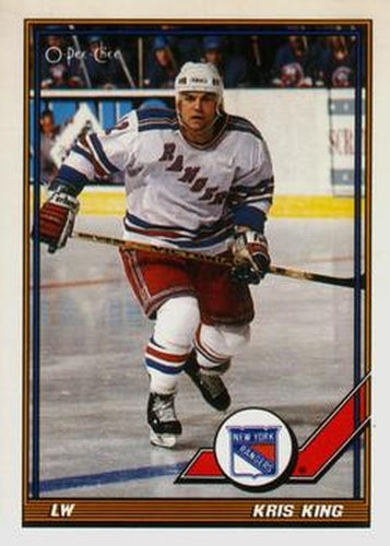 #498 Kris King - New York Rangers - 1991-92 O-Pee-Chee Hockey