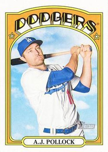 #498 A.J. Pollock - Los Angeles Dodgers - 2021 Topps Heritage Baseball