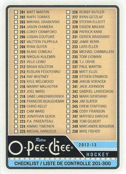 #498 Checklist: 201-300 - 2012-13 O-Pee-Chee Hockey
