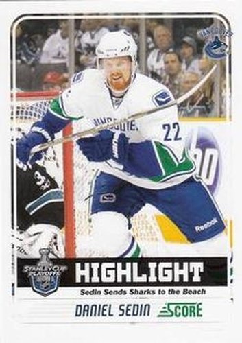 #499 Daniel Sedin - Vancouver Canucks - 2011-12 Score Hockey