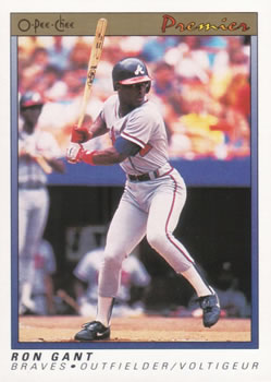 #49 Ron Gant - Atlanta Braves - 1991 O-Pee-Chee Premier Baseball