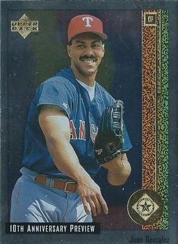 #49 Juan Gonzalez - Texas Rangers - 1998 Upper Deck - 10th Anniversary Preview Baseball