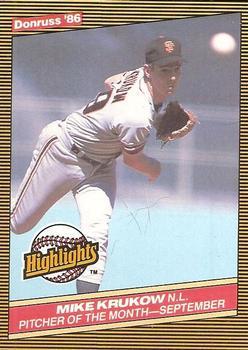 #49 Mike Krukow - San Francisco Giants - 1986 Donruss Highlights Baseball