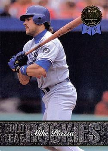 #4 Mike Piazza - Los Angeles Dodgers - 1993 Leaf Baseball - Gold Leaf Rookies Update