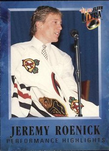 #4 Jeremy Roenick - Chicago Blackhawks - 1992-93 Ultra - Jeremy Roenick Performance Highlights Hockey