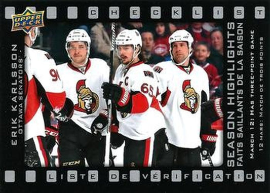 #SH-4 Erik Karlsson - Ottawa Senators - 2015-16 Upper Deck Tim Hortons Hockey - Season Highlights