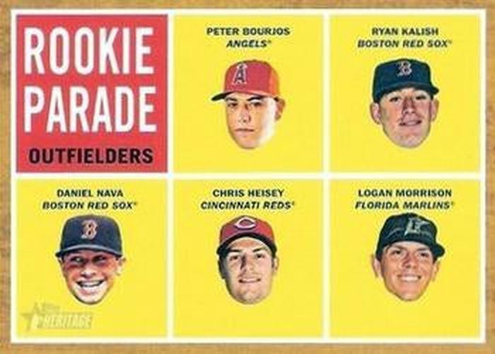 #500 Peter Bourjos / Ryan Kalish / Daniel Nava / Chris Heisey / Logan Morrison - Los Angeles Angels / Boston Red Sox / Cincinnati Reds / Florida Marlins - 2011 Topps Heritage Baseball