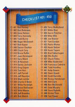 #500 Checklist 401-500 - 1991 Upper Deck Baseball