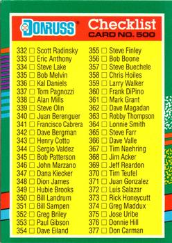 #500 Checklist 332-408 - 1991 Donruss Baseball