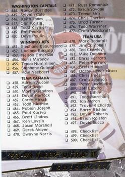 #500 Checklist 5/5 - 1993-94 Ultra Hockey