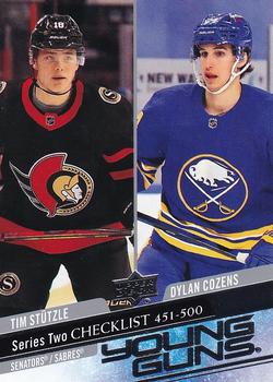 #500 Young Guns Checklist Tim Stutzle / Dylan Cozens - Ottawa Senators / Buffalo Sabres - 2020-21 Upper Deck Hockey