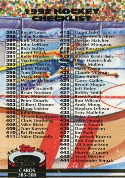 #500 Checklist: 385-500 - 1992-93 Stadium Club Hockey