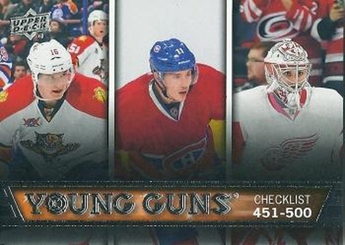 #500 Young Guns Checklist Brendan Gallagher / Petr Mrazek / Aleksander Barkov - Montreal Canadiens / Detroit Red Wings / Florida Panthers - 2013-14 Upper Deck Hockey