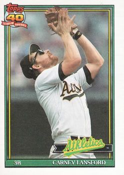 #502 Carney Lansford - Oakland Athletics - 1991 Topps Baseball