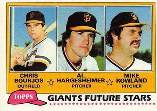 #502 Giants Future Stars Chris Bourjos / Al Hargesheimer / Mike Rowland - San Francisco Giants - 1981 Topps Baseball