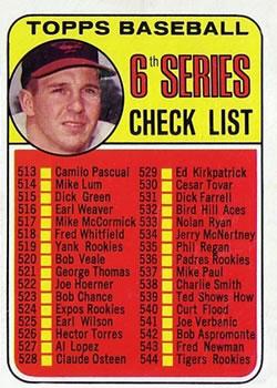 #504 6th Series Check List 513-588 Brooks Robinson CL - Baltimore Orioles - 1969 Topps Baseball