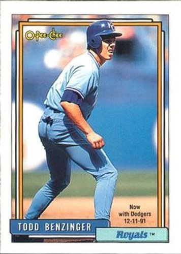 #506 Todd Benzinger - Los Angeles Dodgers - 1992 O-Pee-Chee Baseball