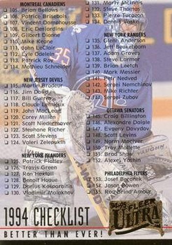 #249 Checklist: 105-210 - 1994-95 Ultra Hockey